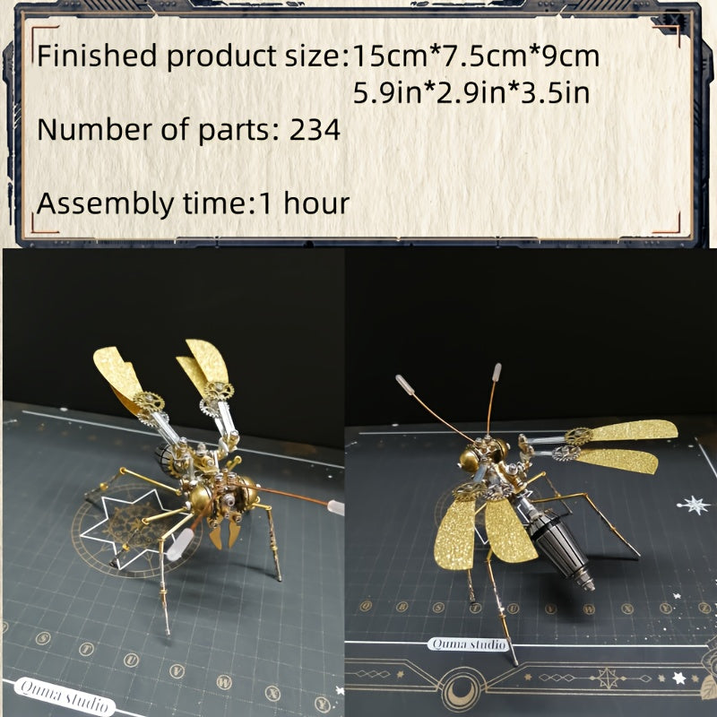 1pc Steampunk Mechanical Insect DIY Handmade Decompression Assembly Mechanical Model Ornament Tiger Head Bee